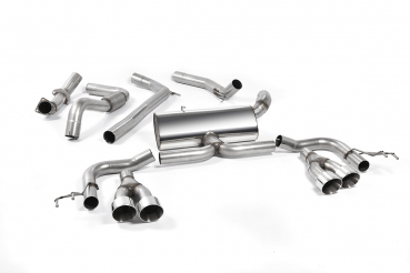 Cat Back Non Resonated RACE Quad GT100 100mm Polished Tips